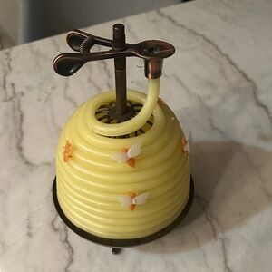Yellow Beehive Candle with Bees